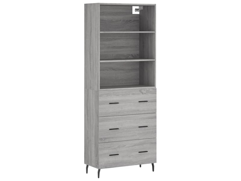  Buffet haut - bahut - meuble de rangement sonoma gris 69,5x34x180 cm bois d'ingénierie  - Conforama A