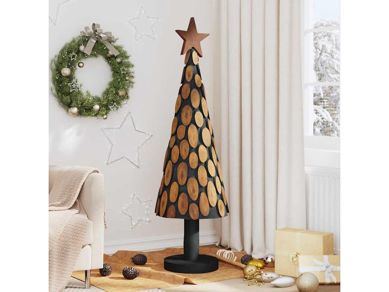  Sapin de noël - arbre de noël avec support marron 149 cm bois de teck solide  - Conforama B