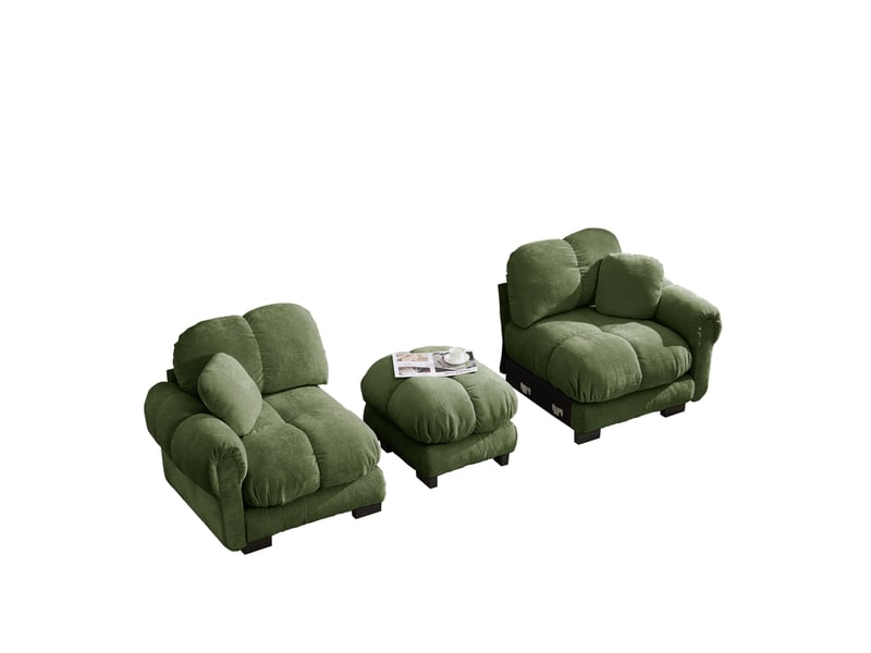  Canapé d'angle modulable 2 places en chenille avec ottomane mobile, design l élégant, style raffiné, coussins épais, confortable et soutenu  - Conforama A