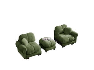 Canapé d'angle modulable 2 places en chenille avec ottomane mobile, design l élégant, style raffiné, coussins épais, confortable et soutenu