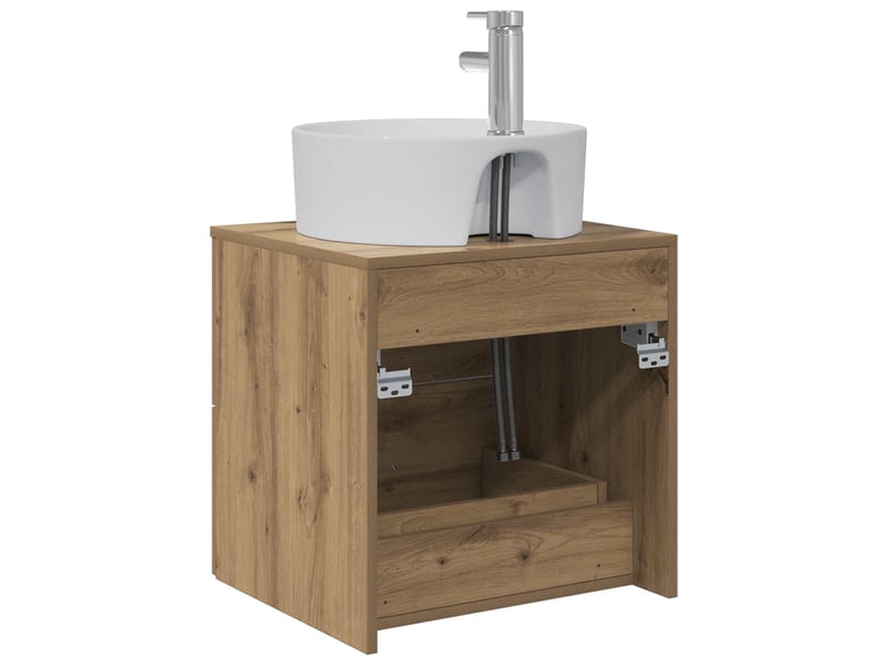 Vanité de lavabo mural, meuble de rangement chêne artisanal 49.5x44.5x65 cm shl2078 - Conforama E