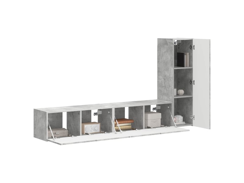  Ensemble meuble tv - banc tv - meuble de rangement 3 pcs gris béton bois d'ingénierie  - Conforama C