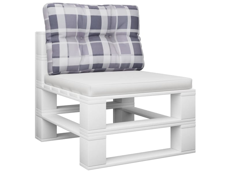  Coussin de palette, coussin de chaise, coussin de canapé motif à carreaux gris 50x40x12 cm tissu cf55359  - Conforama C
