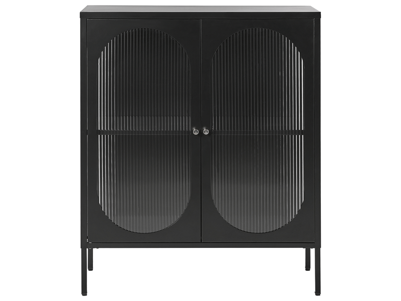  Buffet avec vitrine en verre sarre 90 cm métal noir  - Conforama D