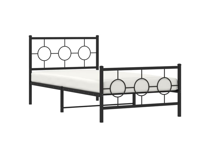  Lit simple- lit adulte -  cadre de lit métal sans matelas et pied de lit noir 100x200 cm  - Conforama C