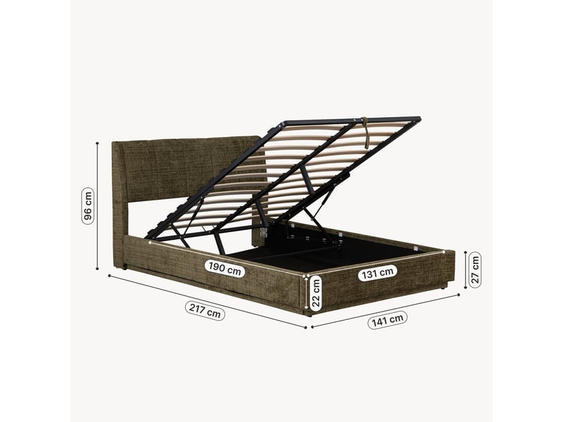  Lit double capitonné tröstiar avec éclairage led 140 x 200 cm vert [en.casa] Tröstiar - Conforama D