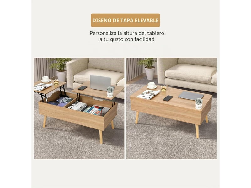  Table basse extensible à plateau relevable (couleur bois)  - Conforama E