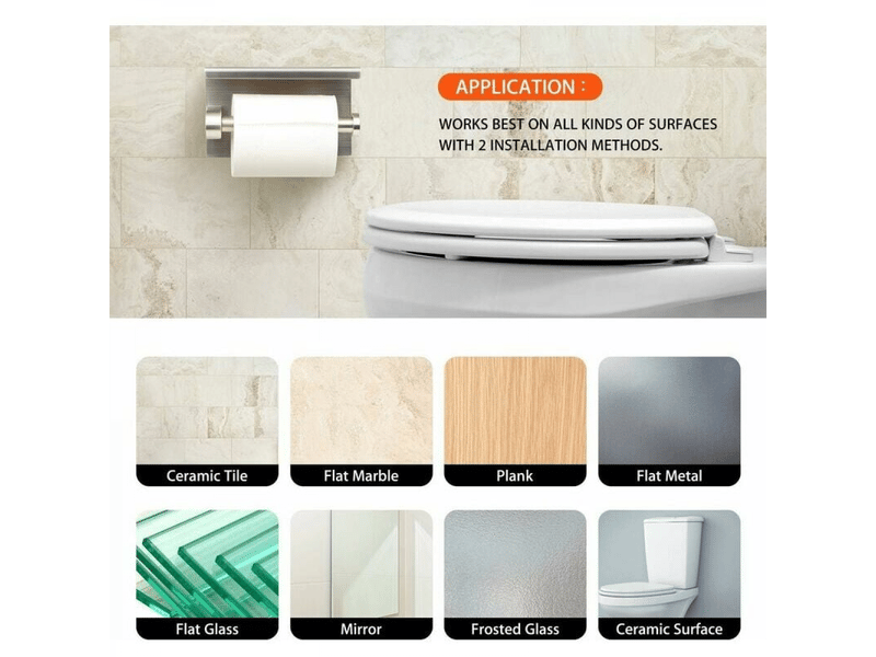  Porte-papier toilette 304, porte-papier toilette, sans perçage, porte-papier toilette mural, acier inoxydable  - Conforama D