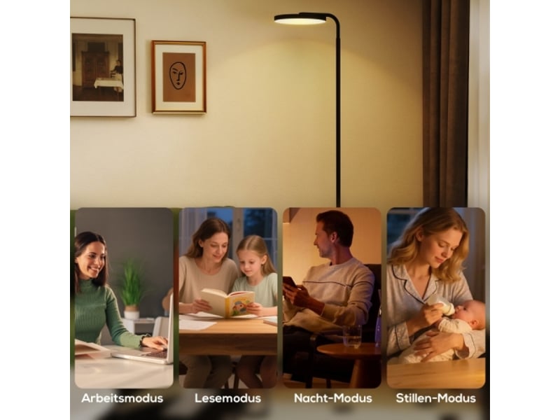  Lampadaire led réglable et orientable, métal noir, télécommande magnétique, design flexible  - Conforama C