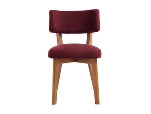 Lot de 2 chaises de salle à manger en tissu rouge bordeaux