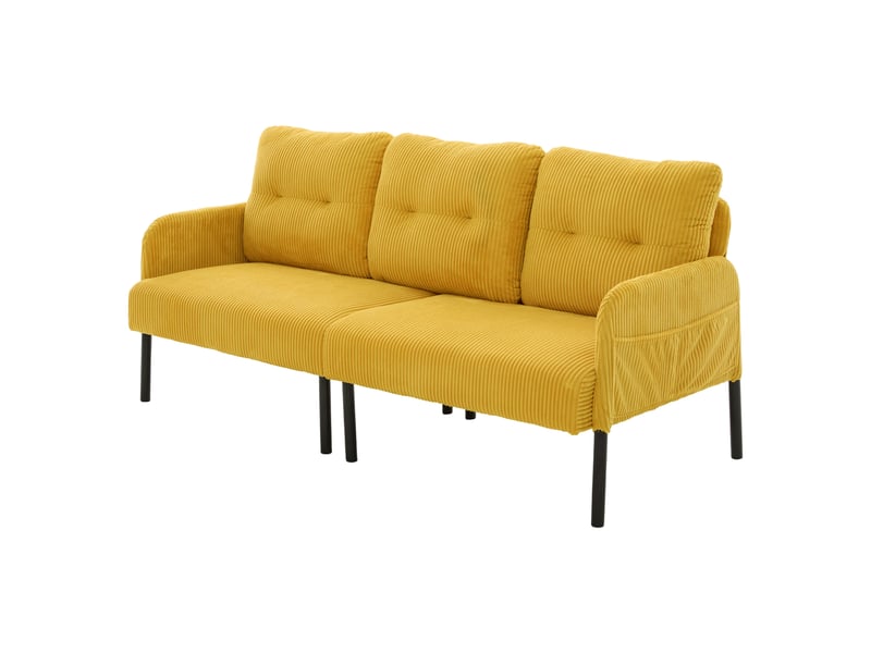  Canapé droit 3 places en velours côtelé jaune 171 x 72 x 80 cm W2845P420863 - Conforama B