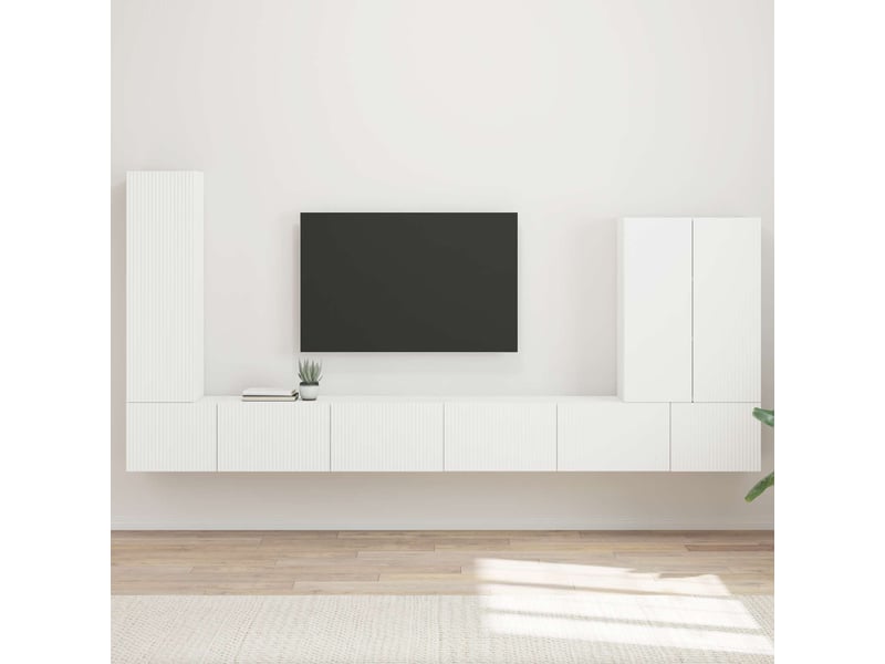  Ensemble de meuble tv - banc tv - meuble de rangement mural 6 pcs blanc  - Conforama B