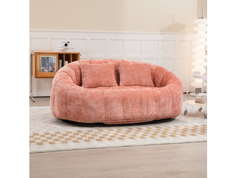  Canapé pouf modenvie 2 places en chenille rose 150 x 95 x 63 cm  - Conforama D