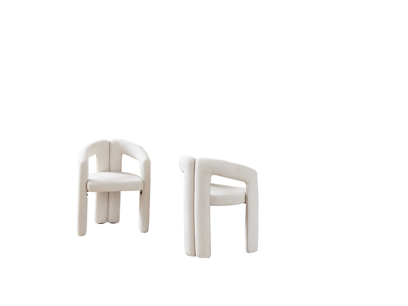  Lot de 2 chaises de salle à manger avec accoudoirs en chenille evryae  - Conforama A