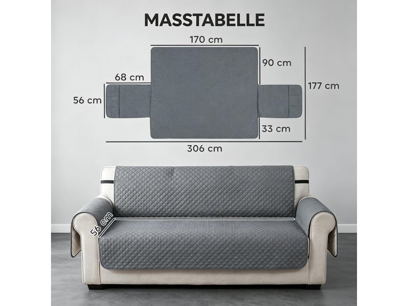  Housse de protection canapé 3 places imperméable antidérapante avec poches de rangement  - Conforama C