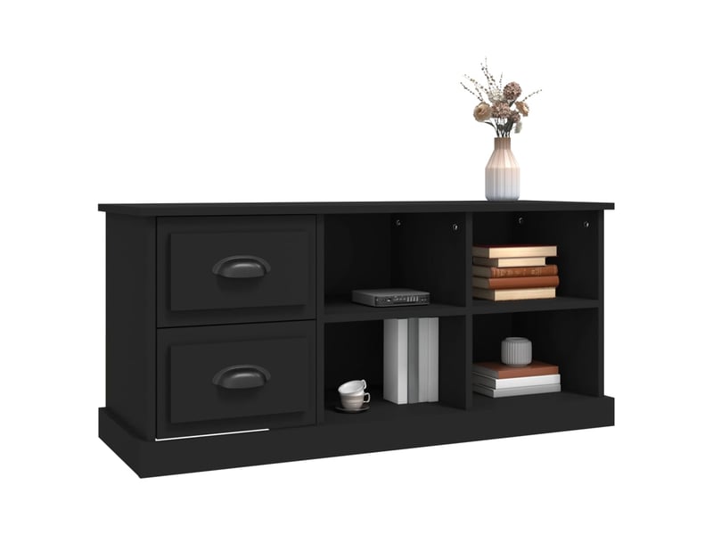  Meuble tv - banc tv - meuble de rangement noir 102x35,5x47,5 cm bois d'ingénierie  - Conforama D