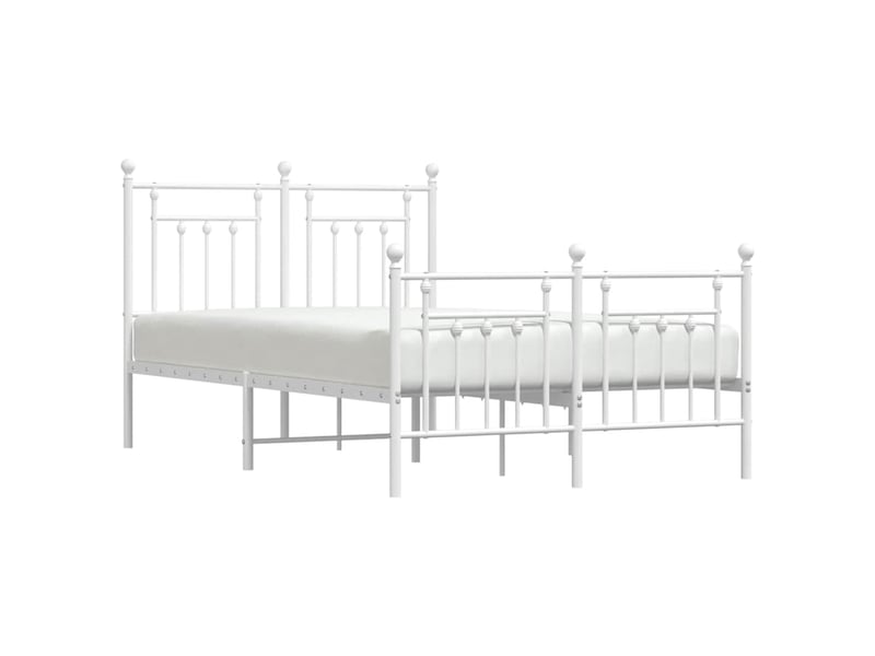  Lit double- lit adulte -  cadre de lit métal sans matelas et pied de lit blanc 120x190 cm  - Conforama D