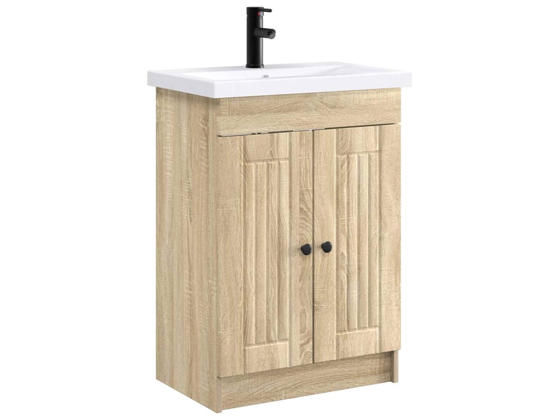 Ensemble de mobilier de salle de bain chêne sonoma shl5483 - Conforama A