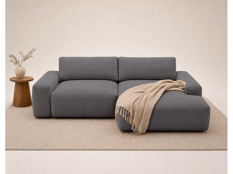  Tama - canapé d'angle droit 4 places convertible avec coffre en tissu - best mobilier - gris TAMA - Conforama D