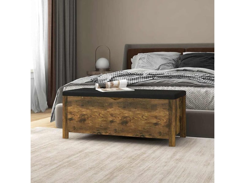  Boîte de rangement, coffre de rangement et coussin chêne fumé 105x40x45 cm aggloméré  - Conforama B