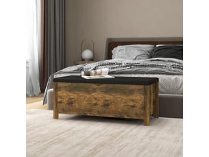 Boîte de rangement, coffre de rangement et coussin chêne fumé 105x40x45 cm aggloméré