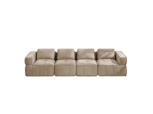 Canapé modulaire 4 places sans structure rigide avec base antidérapante en polyester sable, 344 × 93 × 67 cm