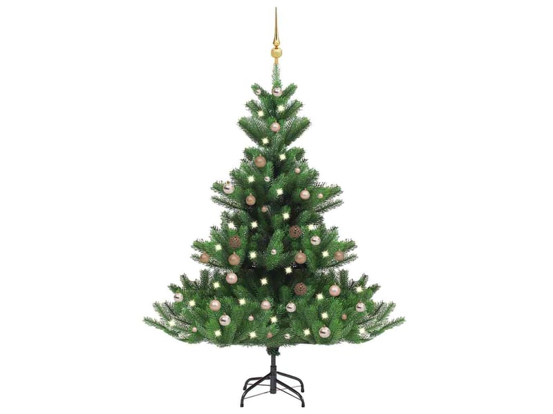 Sapin de noël - arbre de noël artificiel nordmann avec led et boules vert 180cm  - Conforama B