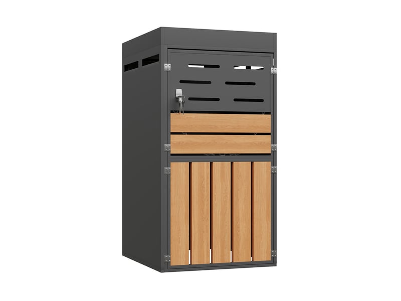  Armoire extérieure 66x80x128 cm – gris – bac à plantes intégré, ventilation à lamelles et fermeture verrouillable  - Conforama A