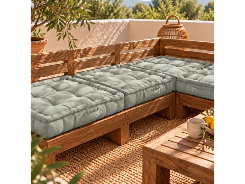  Coussin de sol capitonné  - gris clair  - Conforama E