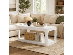 Table basse rectangulaire coloris blanc LPOSPI - 50 cmx100 cm