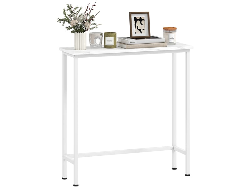  Console, table d'entrée avec pieds réglables et système anti-basculement, 75 x 24 x 76 cm, idéale pour les petits espaces, blanche  - Conforama A