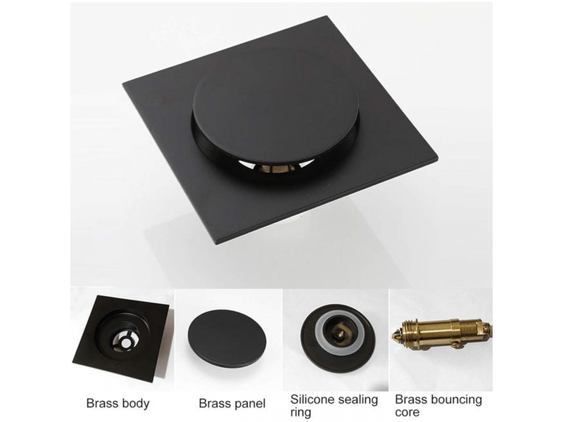  Siphon de sol en acier inoxydable anti - odeur, 10x10 cm, noir - pour douche, cuisine, garage, toilette  - Conforama B