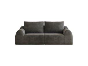 Canapé droit 2 places, canapé compressé en chenille, 190 x 95 x 85 cm, mousse haute élasticité, gris foncé