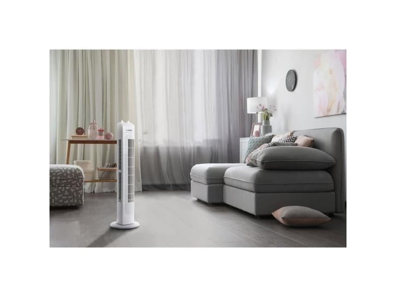 Ventilateur colonne oceanic - 45w - hauteur 78 cm - 3 vitesses - oscillant - minuterie - blanc  - Conforama C