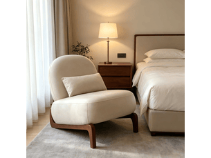 Fauteuil de lecture sans accoudoirs en simili-cuir, pieds en bois massif