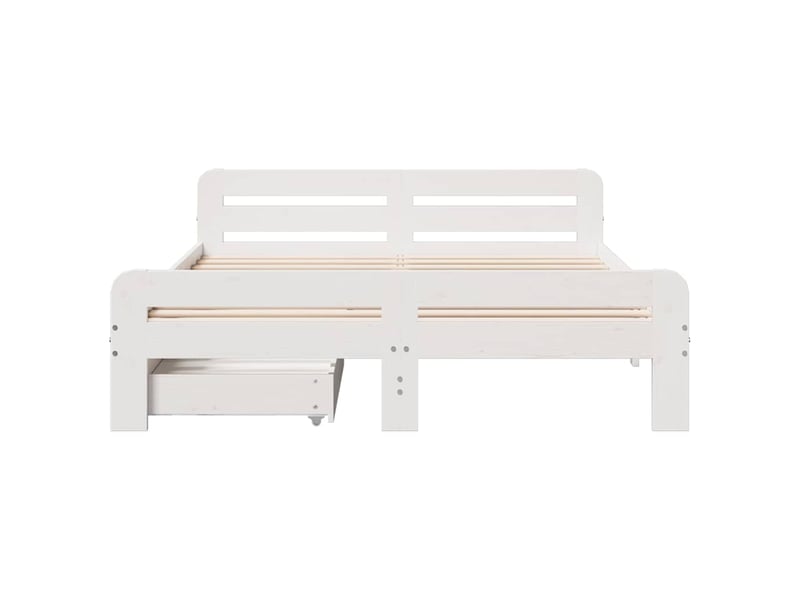 Lit double- lit adulte - cadre de lit sans matelas blanc 150x200 cm bois de pin massif - Conforama C
