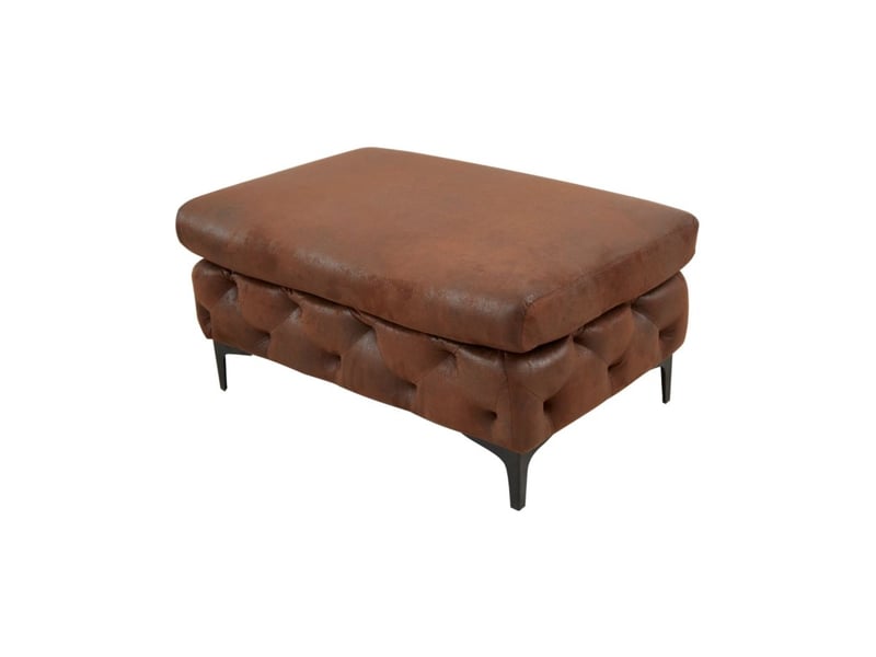  Pouf velena marron capitonné – pouf baroque en microfibre avec structure en bois massif  - Conforama A