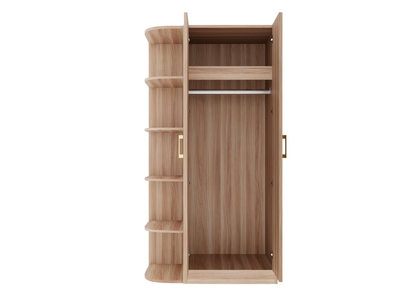  Armoire chambre penderie 2 portes 90x55x170 cm - grand rangement avec étagères et tiroirs - bois naturel  - Conforama W