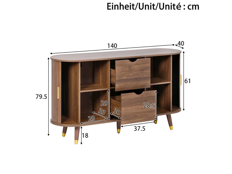 Ensemble salon 3 pièces noyer avec table basse relevable, meuble tv et buffet - Conforama C