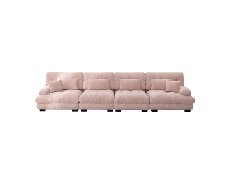  Canapé droit, canapés 4 places confortables avec assise profonde, chenille, rose  - Conforama A