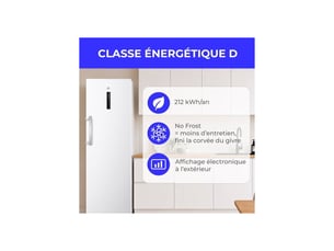 Congelateur armoire Ventilé (No frost) CONTINENTAL EDISON CECUF300NFWD - 329 litre(s) largeur 59.5 cm x hauteur 185 cm