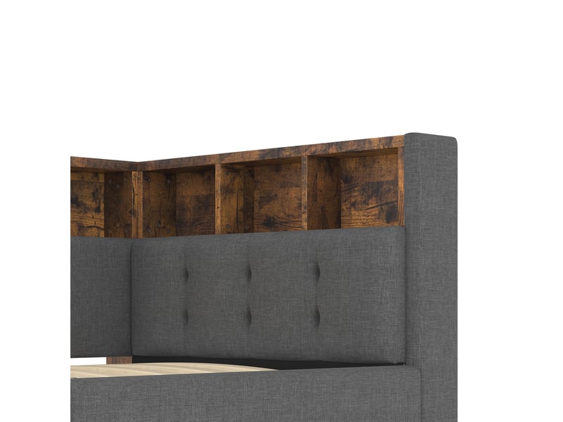  Lit de jour 90x200 cm canapé lit en lin gris avec coffre hydraulique et ports usbtype-c  - Conforama W