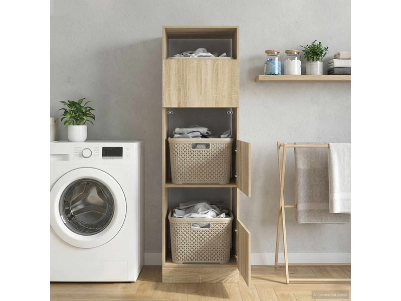 Armoire à laver sonoma 50x68x162 cm bois d'ingénierie - Conforama D