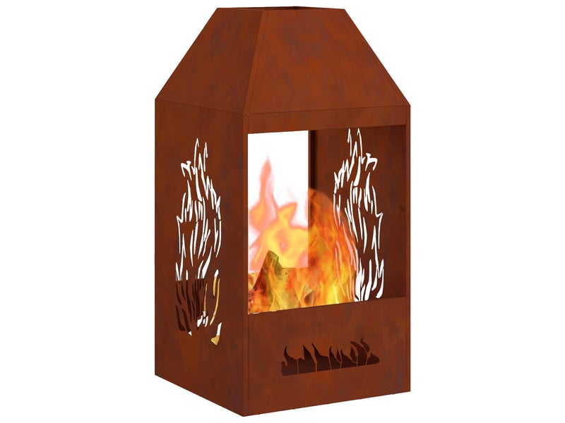  Brasero exterieur, foyer camping rouillé 50x50x100 cm acier patiné shl58530  - Conforama C