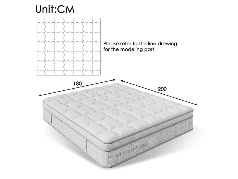 Matelas 180x200 cm, 25 cm d'épaisseur, hybride à ressorts ensachés et mousse froide, soutien mi-ferme, 7 zones - Conforama C