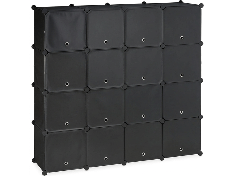  Étagère à chaussures modulable pratique 125 x 125 x 31,5 cm avec 24 compartiments design noir en plastique noir 13_0018236  - Conforama A