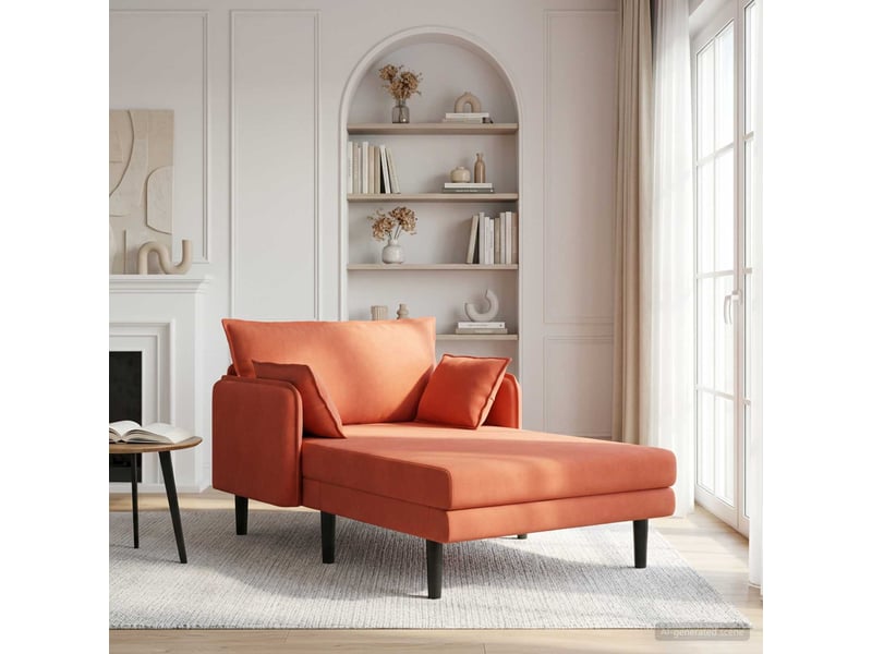  Vidaxl grande méridienne rouge orange tissu en velours côtelé  - Conforama B