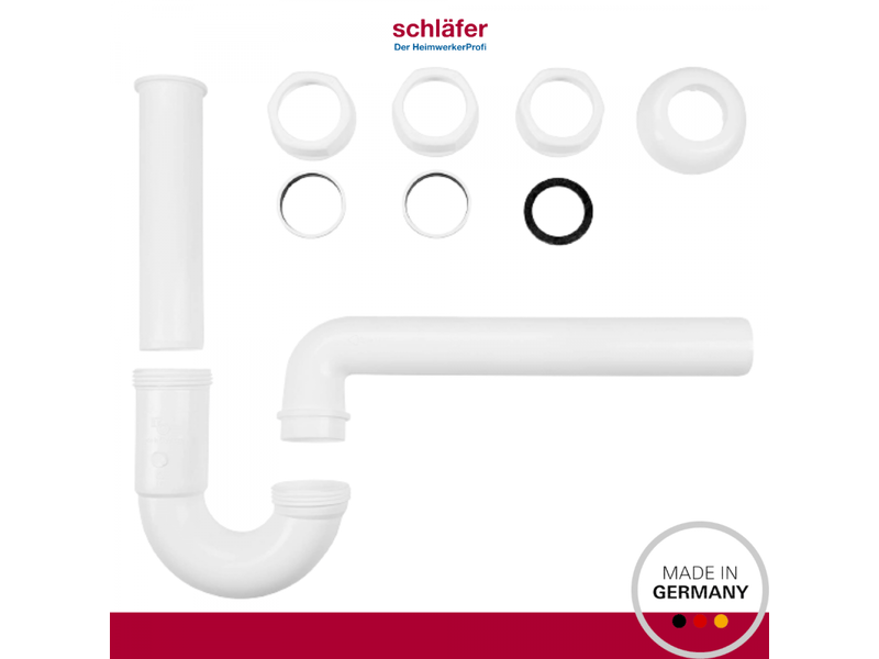 4395101 schläfer | siphon en forme de s pour évier de salle de bain, évier de cuisine et évier à linge, raccord universel 114, tuyau de - Conforama D