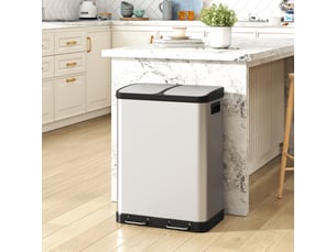 Poubelle de cuisine 2x30l à pédale en acier inoxydable argent 48,8x39,5x67 cm