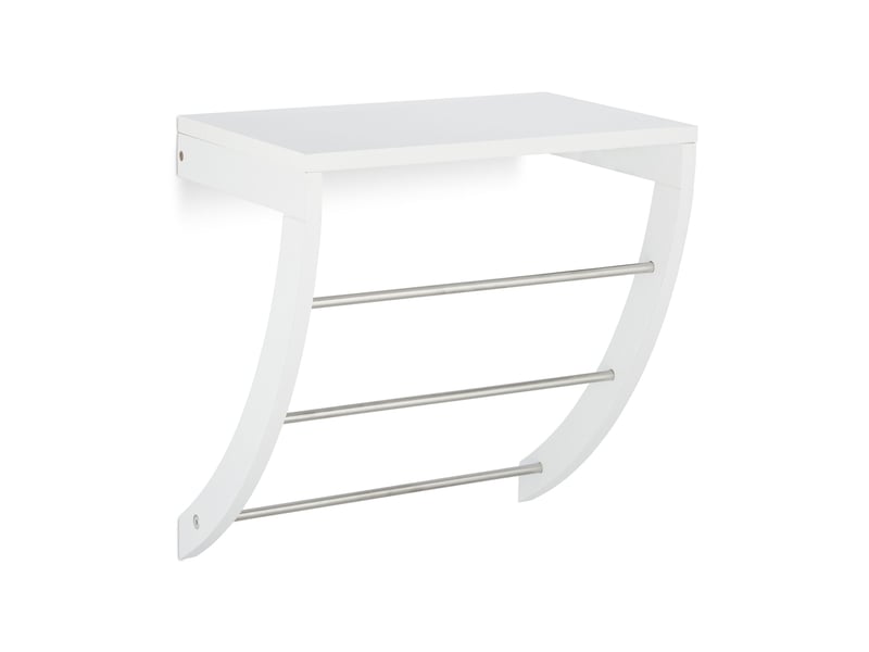  Porte-serviettes mural rangement salle de bain 3 barres design épuré 60 x 20 x 10 cm en mdf blanc 13_0008138  - Conforama A